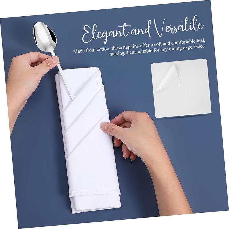 5 قطع من مناديل العشاء القطنية البيضاء، مناديل قماشية سميكة لحفلات الزفاف والحفلات والاستخدام اليومي - Image 3